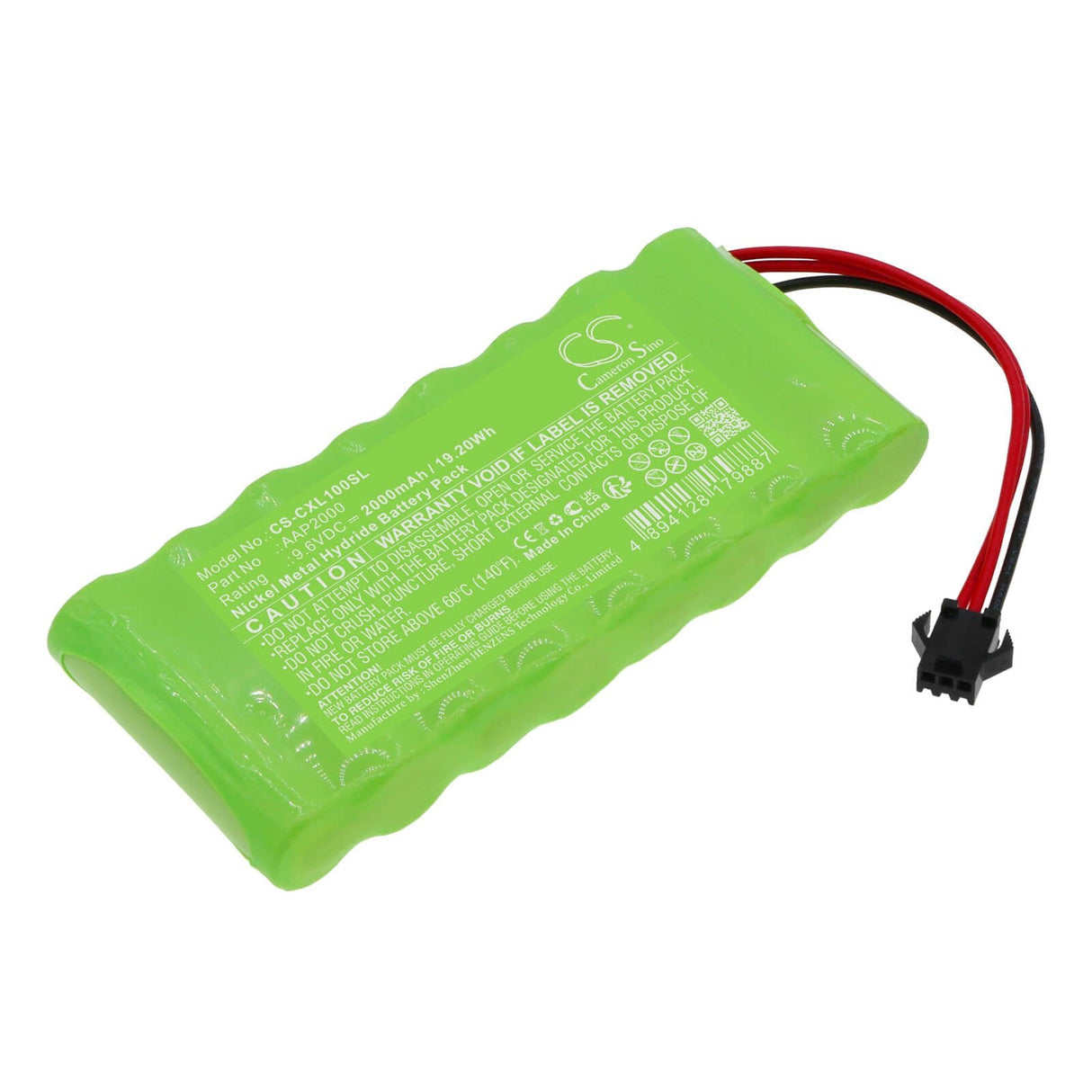 9.6V, Ni-MH, 2000mAh, Time Clock battery fits Compumatic, Aap2000, Xl1000, Xl1000e, 19.2Wh Time Clock Cameron Sino Technology Limited