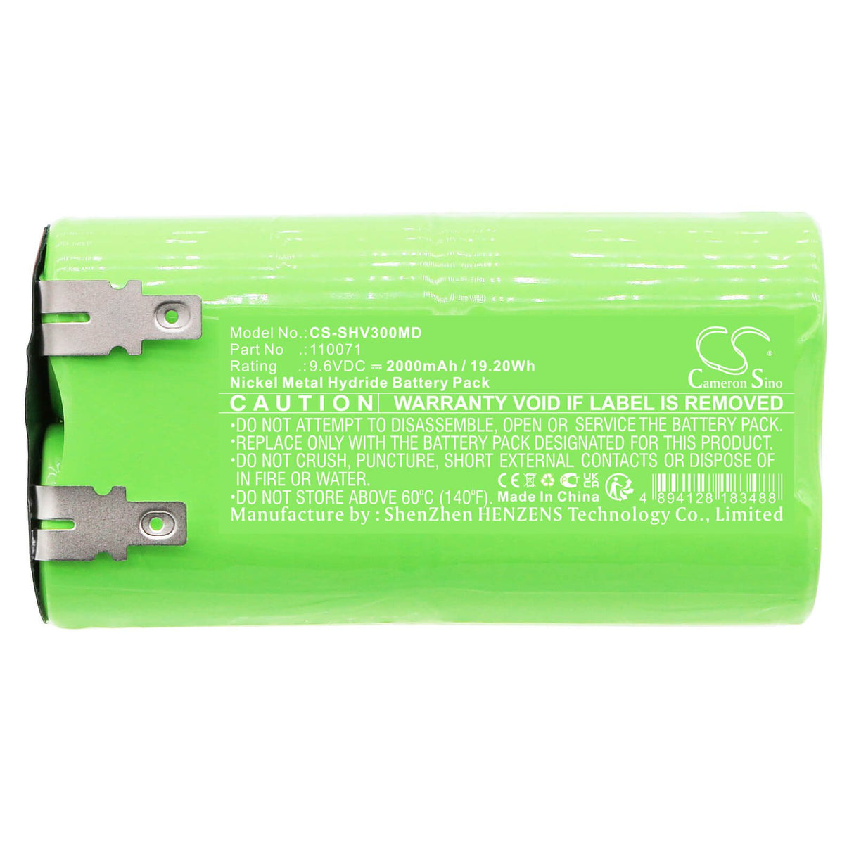 9.6V, Ni-MH, 2000mAh, Batterie médicale compatible avec Schiller, 110071, Cardiographe Cv3, Cardiographe Cv6, 19,20Wh Médical Cameron Sino Technology Limited (Médical)