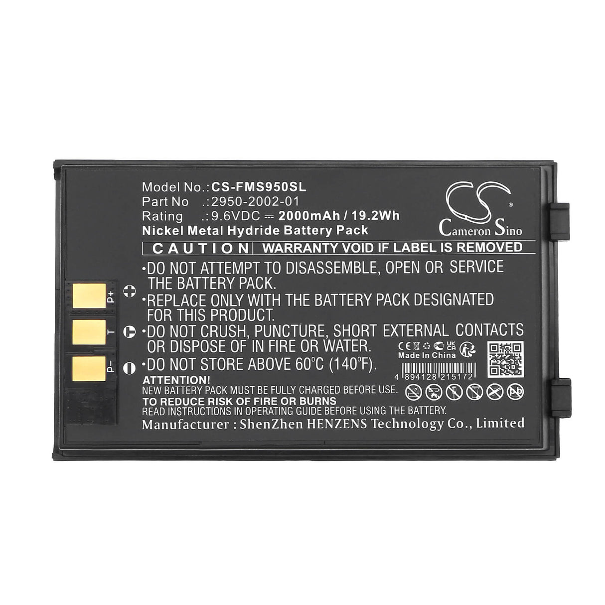 9.6V, Ni-MH, 2000mAh, Équipement, Enquête, Batterie de test compatible avec Fluke, 2950-2002-01, 6682252, 8092 01, 19.2Wh Équipement, Enquête, Test Cameron Sino Technology Limited