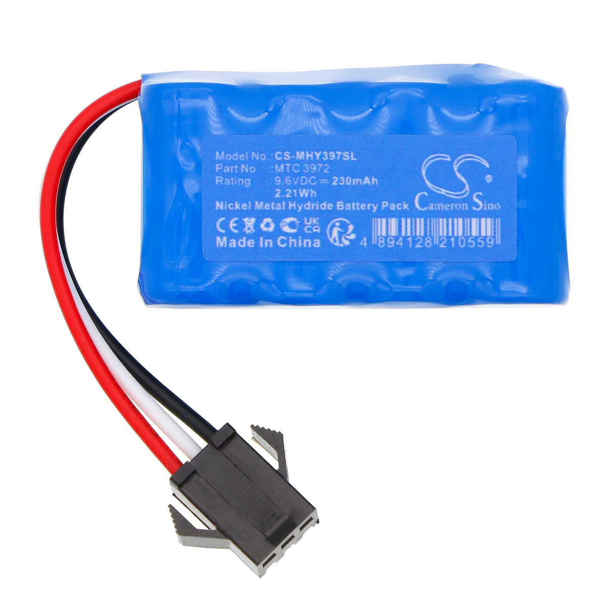 9.6V, Ni-MH, 230mAh, batterie Heli/Avion compatible avec Megatech, Hydro-fly, 2.21Wh Heli/Avion Cameron Sino Technology Limited