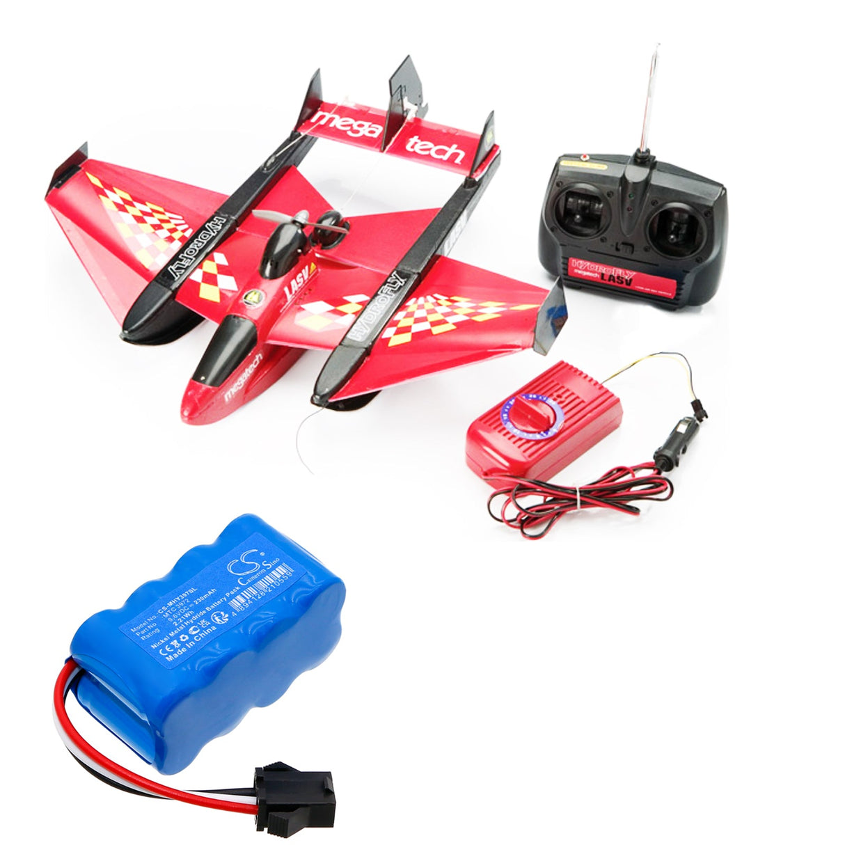 9.6V, Ni-MH, 230mAh, batterie Heli/Avion compatible avec Megatech, Hydro-fly, 2.21Wh Heli/Avion Cameron Sino Technology Limited