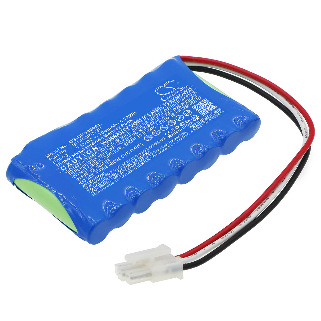 9,6V, Ni-MH, 700mAh, Batterie d'équipement compatible avec Dranetz, Bp-hdpq-sp, HDPQ-SP-Guide, Hdpq-sp-visa, 6,72Wh Équipement, Enquête, Test Cameron Sino Technology Limited