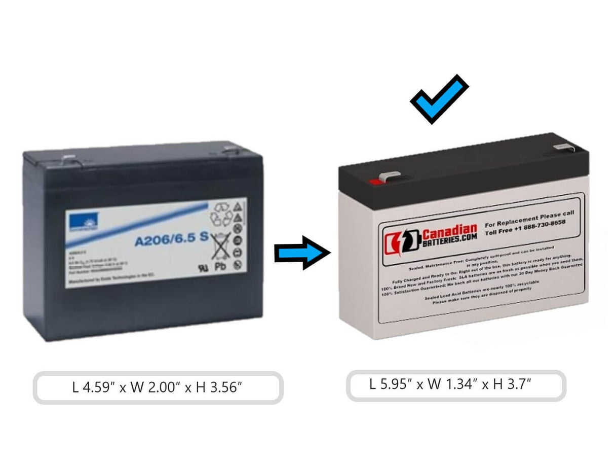 A206/6.5s Suggested replacement battery 6V 7Ah Sealed Lead Acid CB Generic
