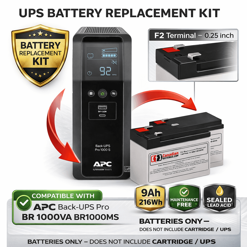 APC Back-UPS Pro BR 1000VA BR1000MS Replacement Battery 2 X 12v 9ah UPS Batteries CB Range