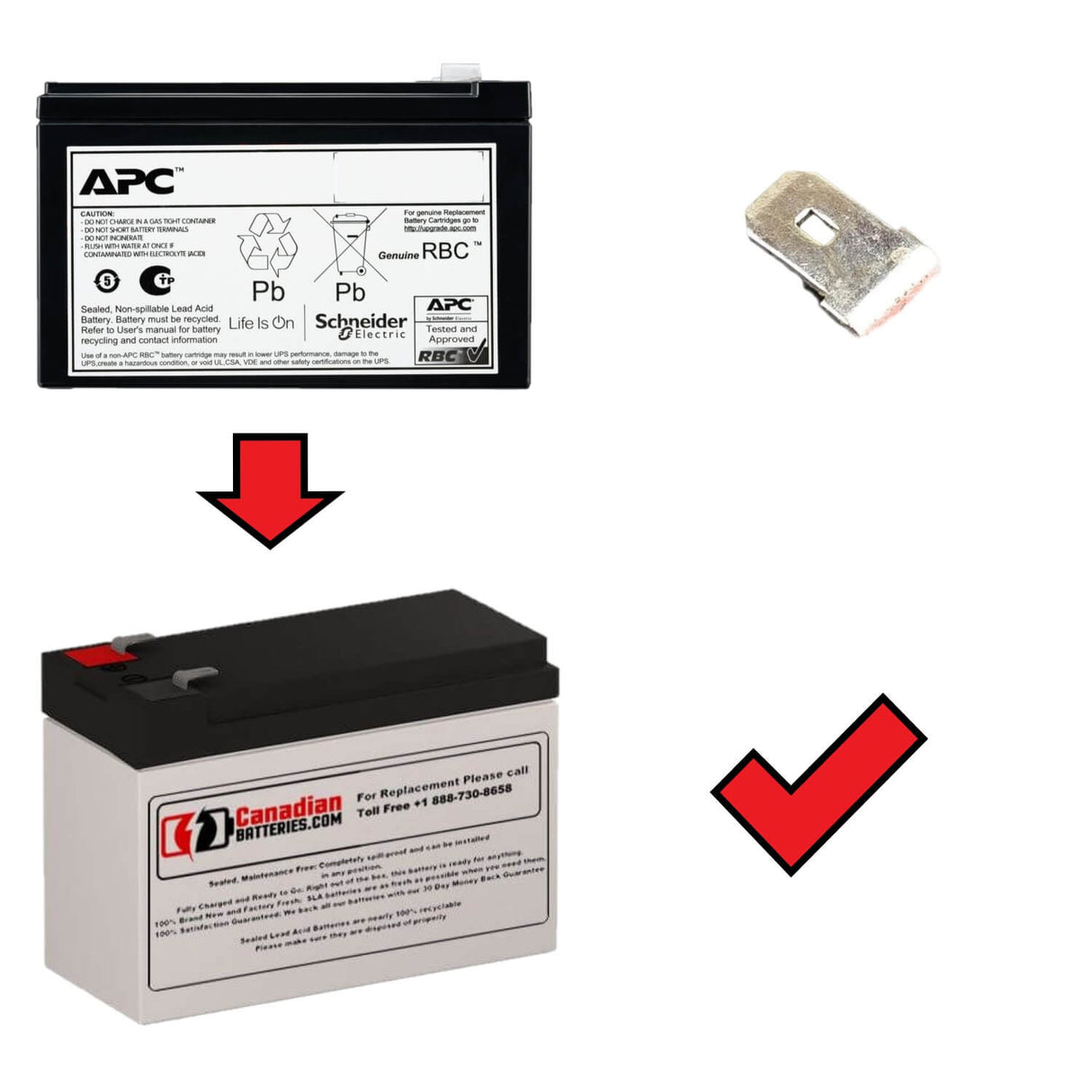 Cartouche de batterie de remplacement Apc APCRBCV212 12V, 9ah Batterie de secours Batteries UPS Gamme CB
