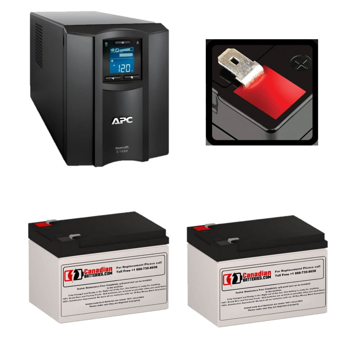 APC Smart-UPS C1500, SMC1500-2u 1500va Remplacement Apc, 2 x 12V 12Ah Batteries UPS Gamme CB