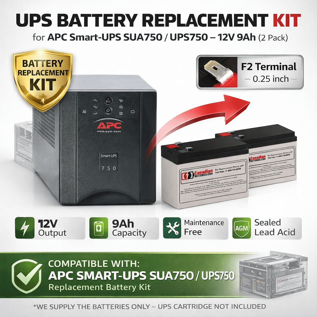 Sua750 & UPS750 Apc Smart UPS Battery, 2 x 12V 9ah UPS Batteries CB Range