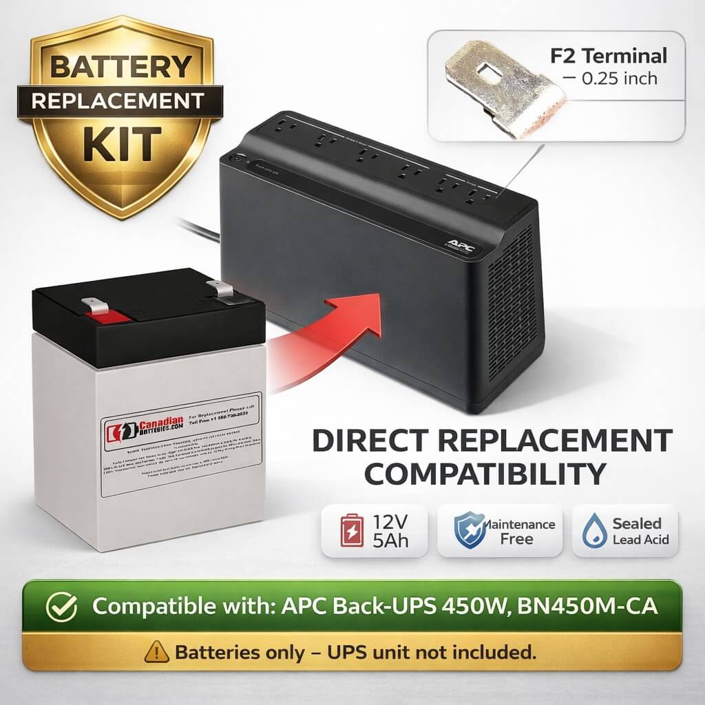 APC Back-UPS BN450M-CA Replacement Battery (RBC45) – 12V 5Ah AGM UPS Batteries CB Range