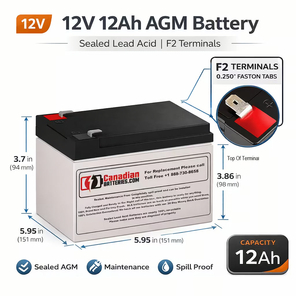 CB1212-F2 12V 12Ah AGM Battery for Kweight Kw 12-12 Sealed Lead Acid CB Generic