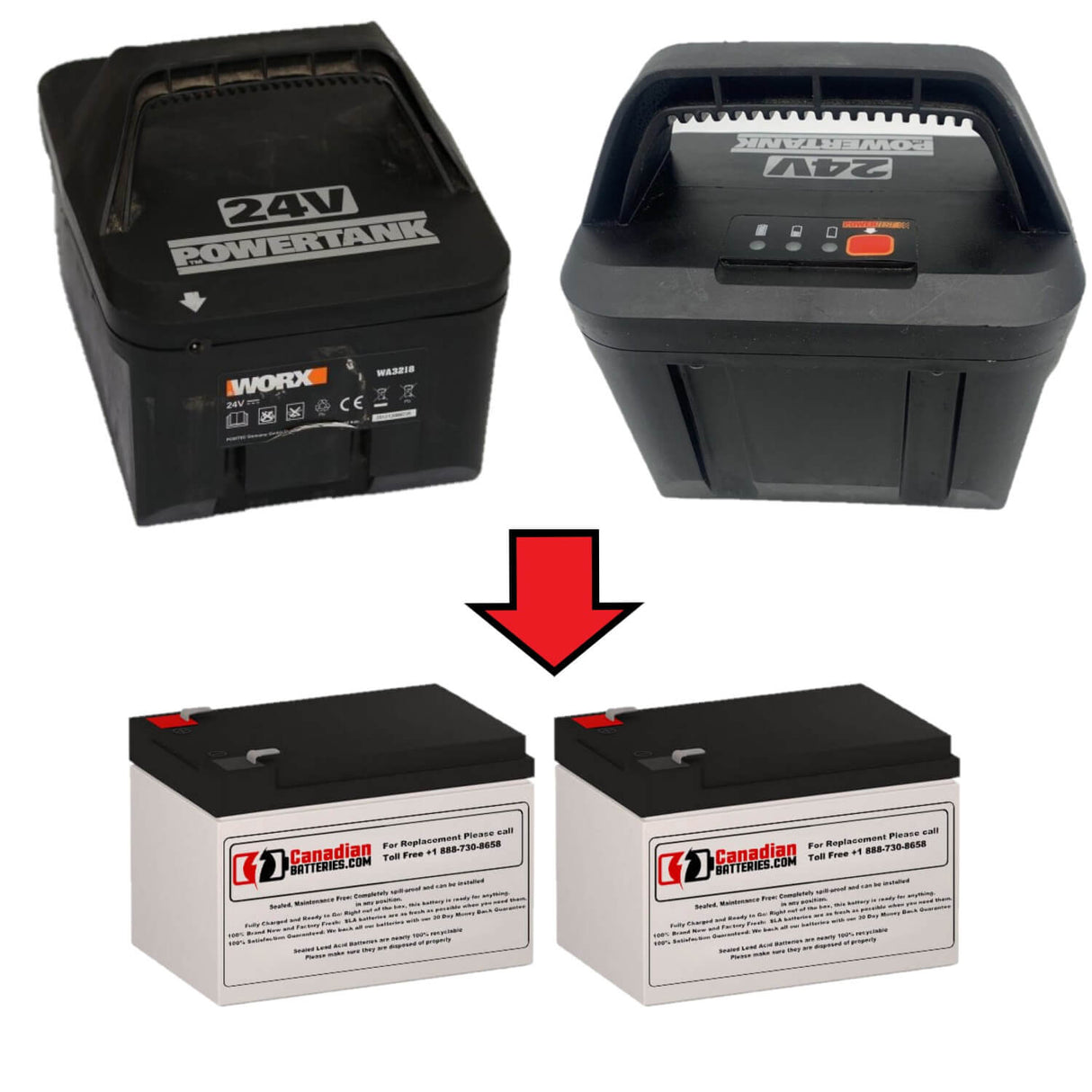 Worx WA3218 replacement batteries, 2 x 12V 12Ah, F2 Terminal Sealed Lead Acid CB Generic Standard - 12V 12Ah