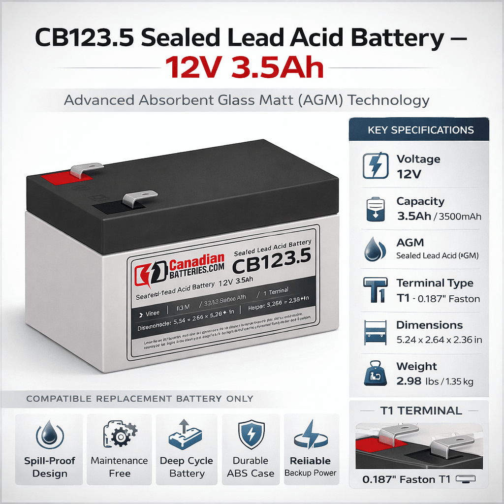 CB123.5 12V 3.5Ah AGM Sealed Lead Acid Replacement Battery Sealed Lead Acid CB Generic