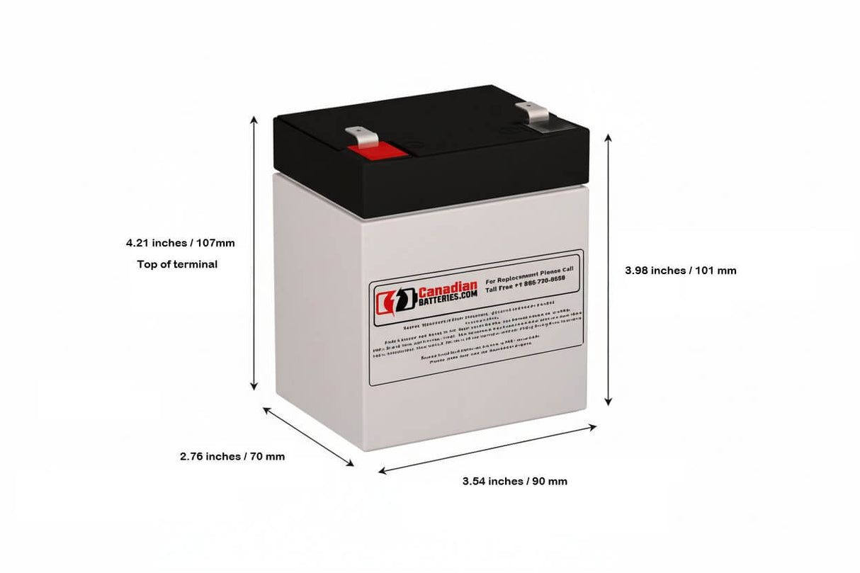12V, 5Ah, replacement battery for Vision Cp1250 with F1 terminals Sealed Lead Acid CB Generic