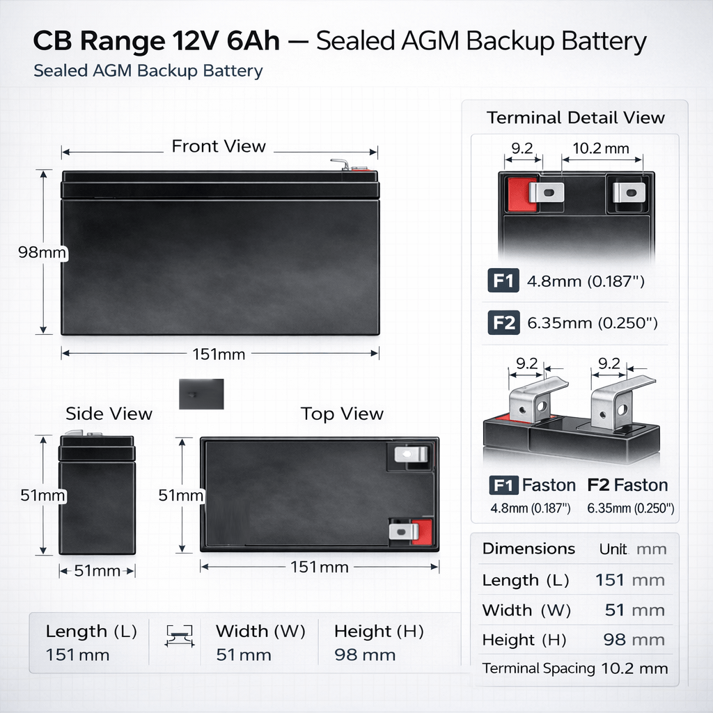 Battery For CyberPower 750VA SL750U UPS, 1 X 12v, 6ah - 750VA / 375W UPS Batteries CB Range