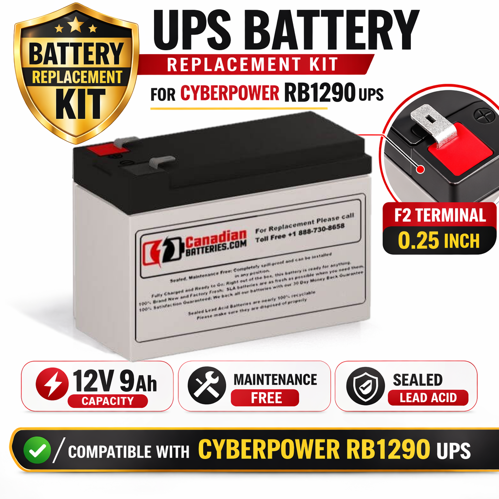 Battery For Cyberpower Rb1290 UPS, 1 X 12v, 9ah - 108wh UPS Batteries CB Range