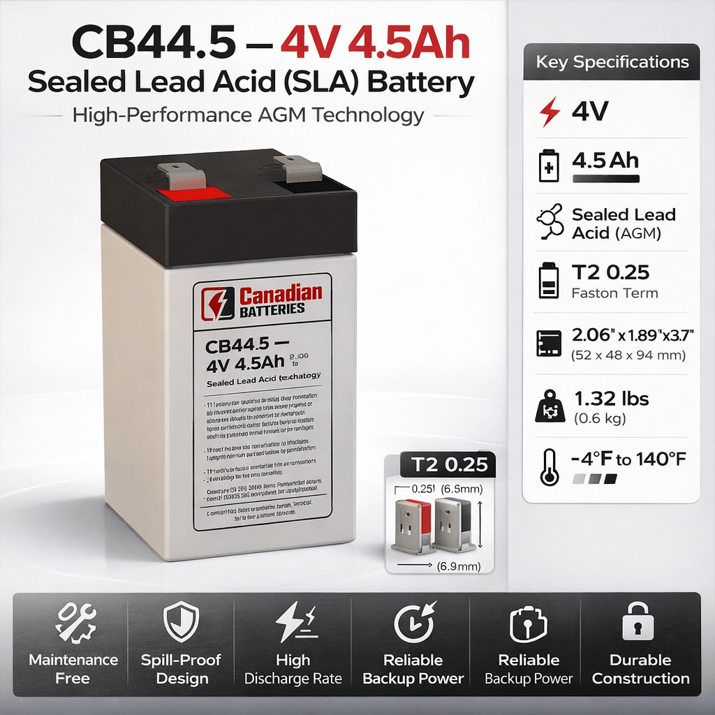 4 Volt 4.5a/h (4v 4.5ah) Rechargeable Sealed Lead Acid Battery Sealed Lead Acid BB Generic