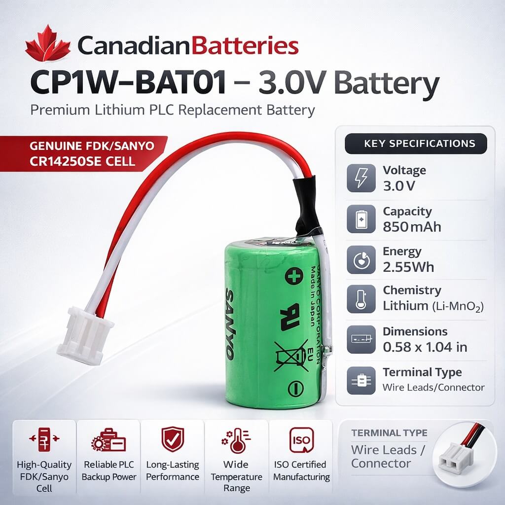 Omron, Cp1w-bat01 3v, 850mah replacement PLC battery PLC BB Generic