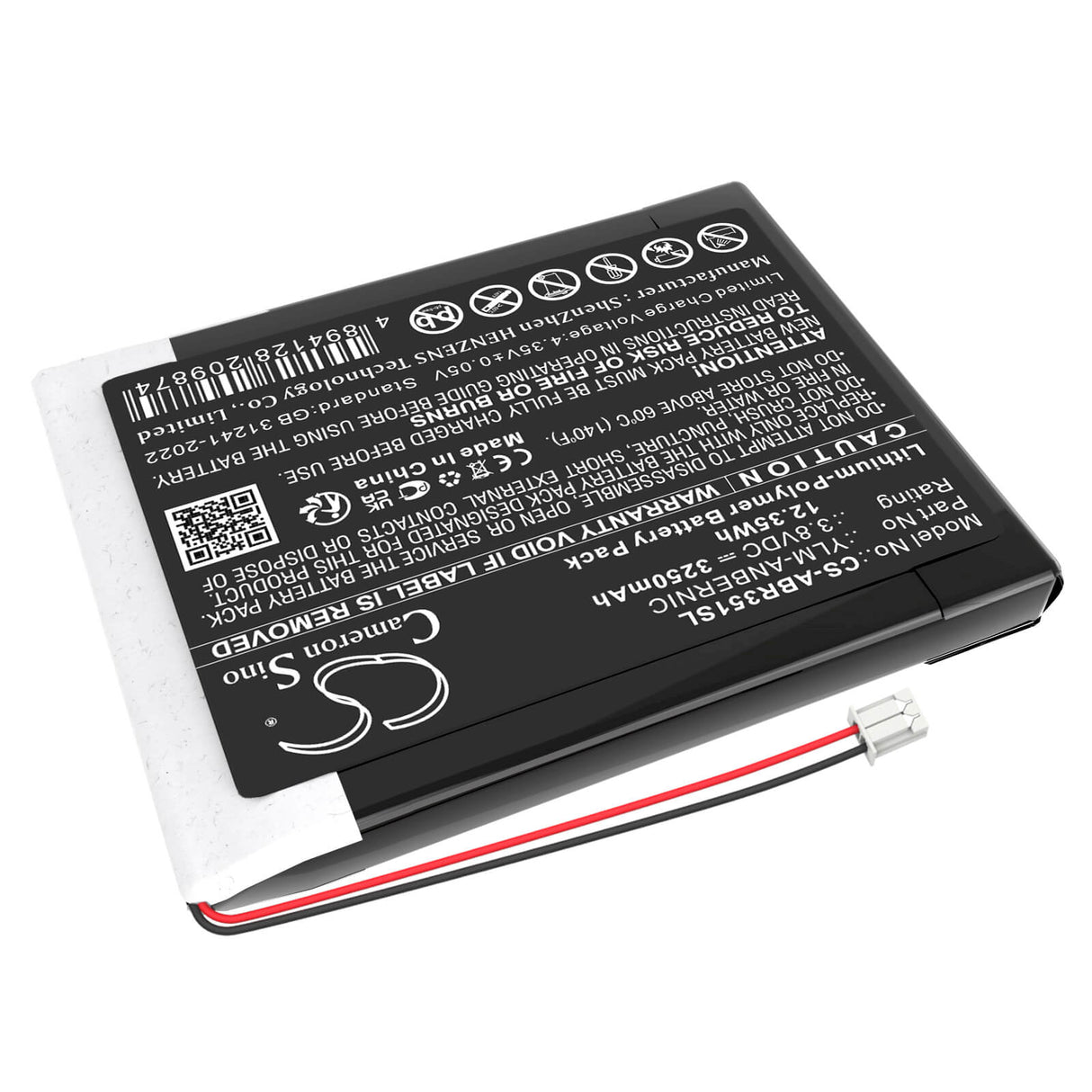 3.8V, Li-Polymer, 3250mAh, batterie de console de jeu compatible avec Anbernic, Ylm-anbernic, Rg351v, Rg35xx émulateur de jeu portable, 12.35Wh console de jeu Cameron Sino Technology Limited
