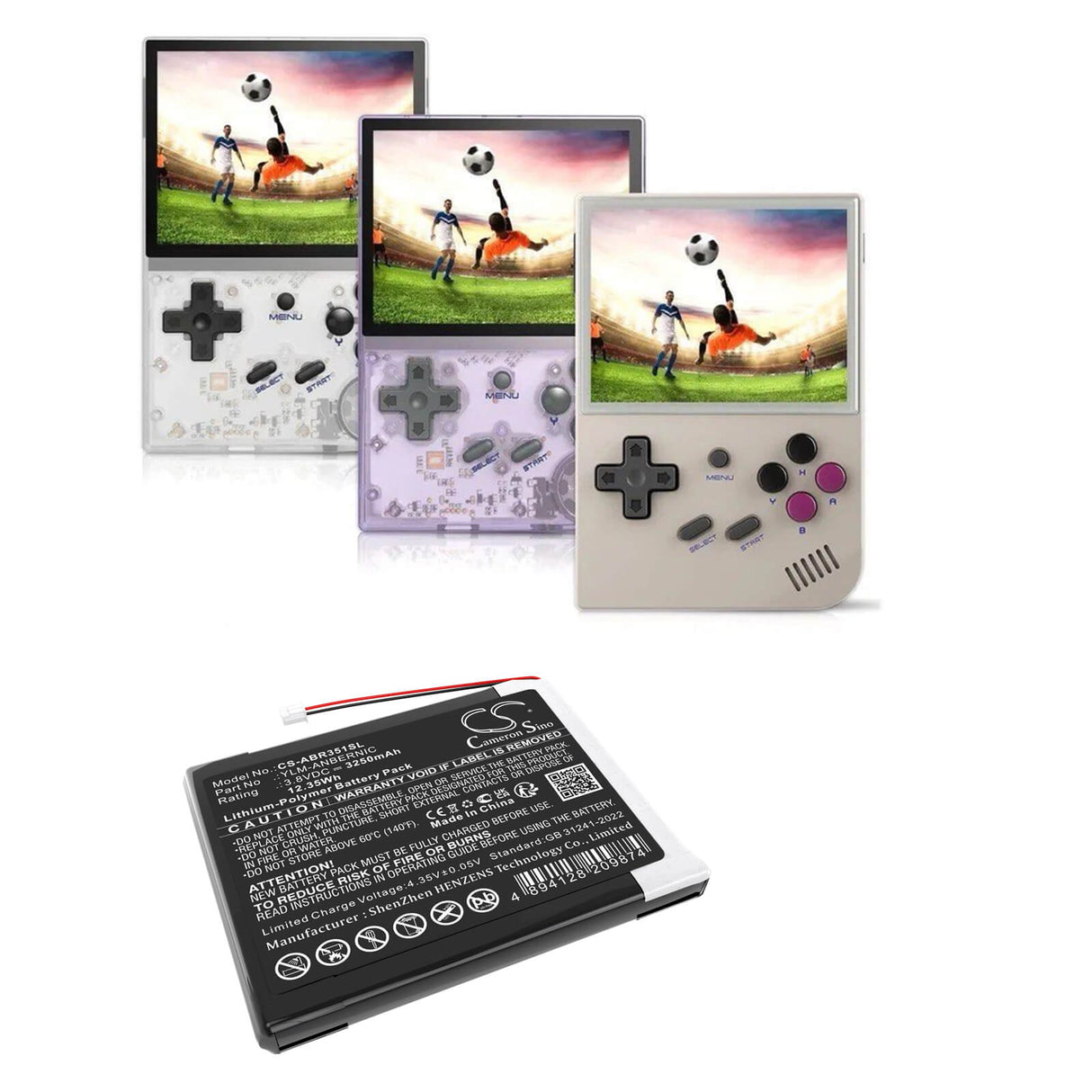3.8V, Li-Polymer, 3250mAh, batterie de console de jeu compatible avec Anbernic, Ylm-anbernic, Rg351v, Rg35xx émulateur de jeu portable, 12.35Wh console de jeu Cameron Sino Technology Limited