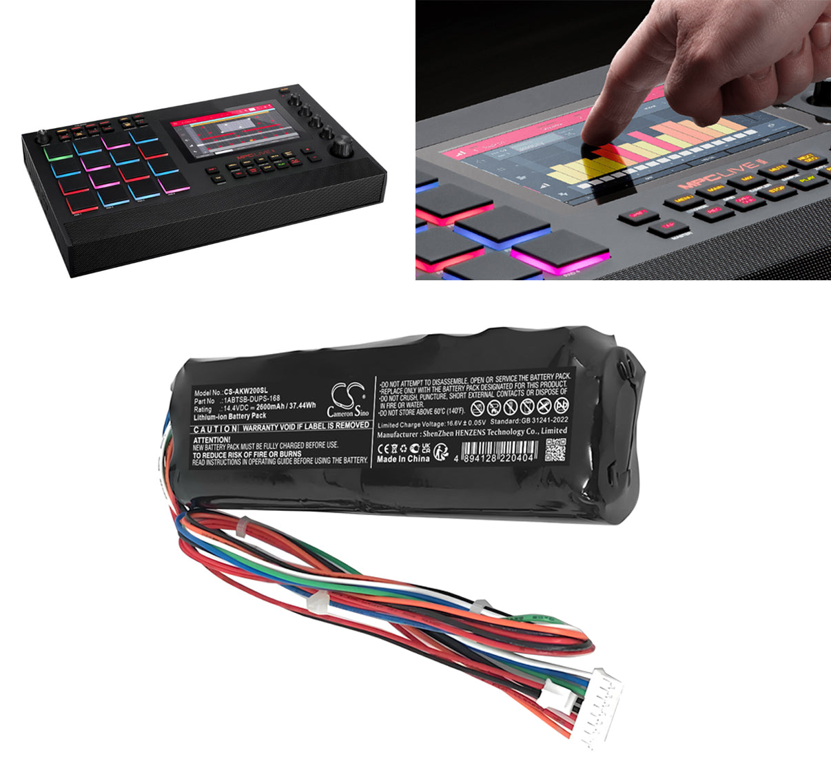 14.4V, Li-ion, 2600mAh, Amplifier battery fits Akai, 1ABTSB-DUPS-168, LIVE II, MPC Live, 37.44Wh Amplifier Cameron Sino Technology Limited