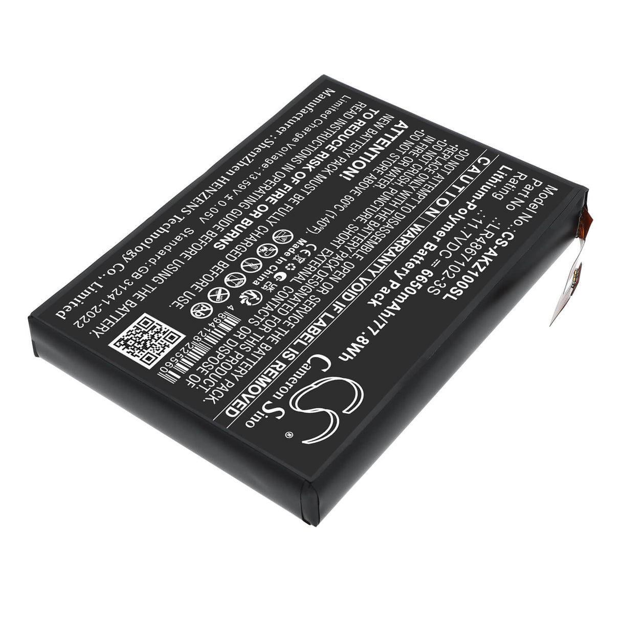 11.7V, Li-Polymer, 6650mAh, Game Console battery fits AOKZOE, LR4867102-3S, A1L, A1 Pro, 77.8Wh Game Console Cameron Sino Technology Limited