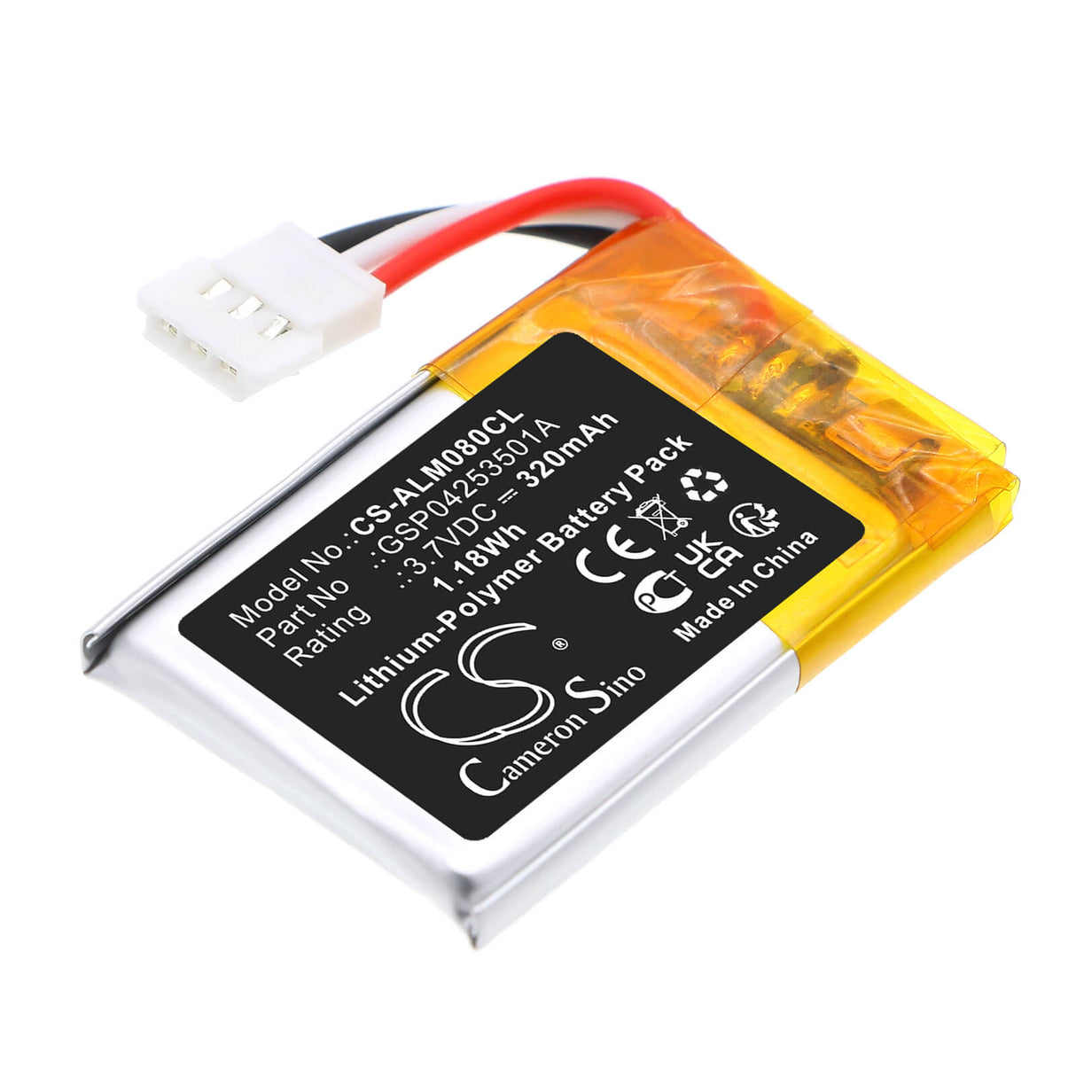 3.7V, Li-Polymer, 320mAh, Cordless Phone battery fits Alcatel-Lucent, GSP04253501A, 3MG08009AA, Wide Band 4.1 Bluetooth, 1.18Wh Cordless Phone Cameron Sino Technology Limited