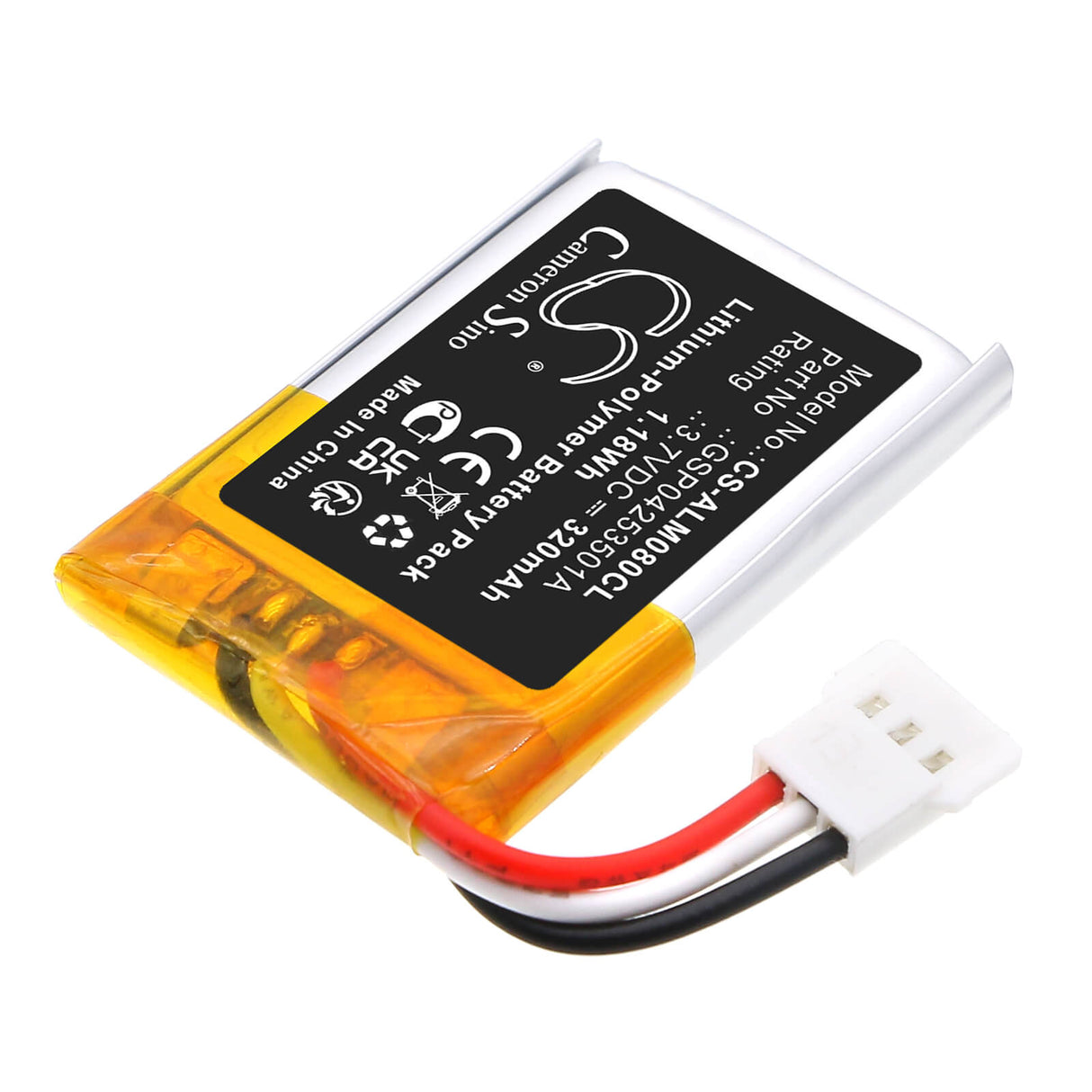 3.7V, Li-Polymer, 320mAh, Cordless Phone battery fits Alcatel-Lucent, GSP04253501A, 3MG08009AA, Wide Band 4.1 Bluetooth, 1.18Wh Cordless Phone Cameron Sino Technology Limited