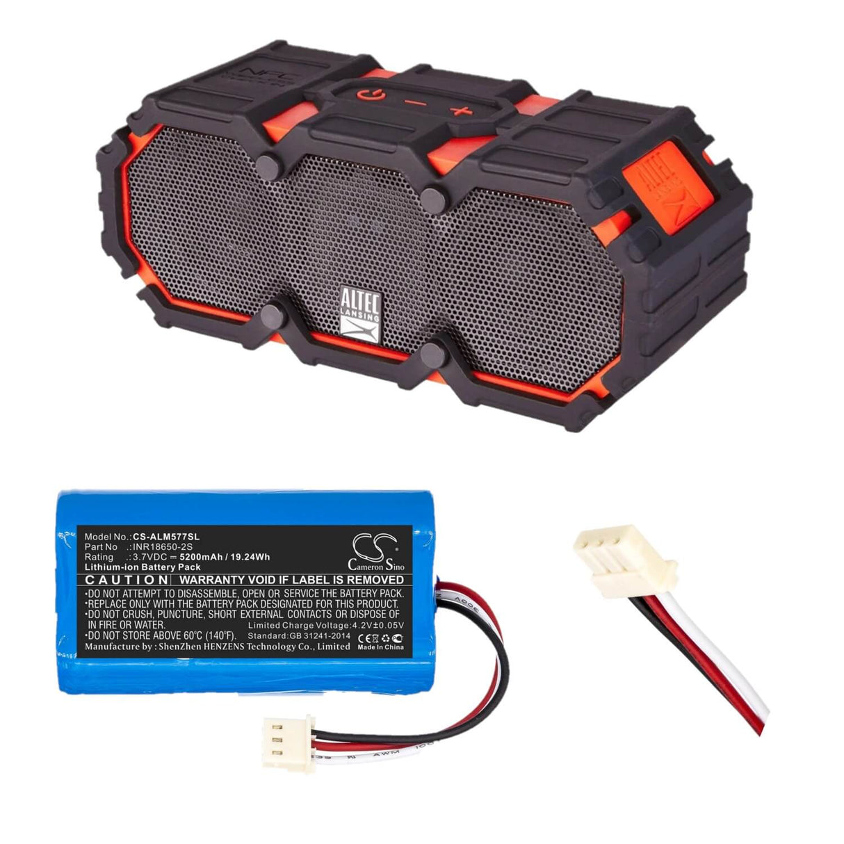 3,7V, Li-ion, 5200mAh, Batterie de haut-parleur compatible avec Altec Lansing, Imw577, Imw577-ab, 19,24Wh Haut-parleur Cameron Sino Technology Limited