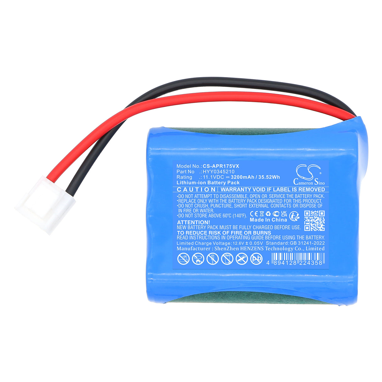 11.1V, Li-ion, 3200mAh, Vacuum battery fits Aiper, HYY0345210, Scuba SE Pool Vacuum Cleaner, 35.52Wh Vacuum Cameron Sino Technology Limited