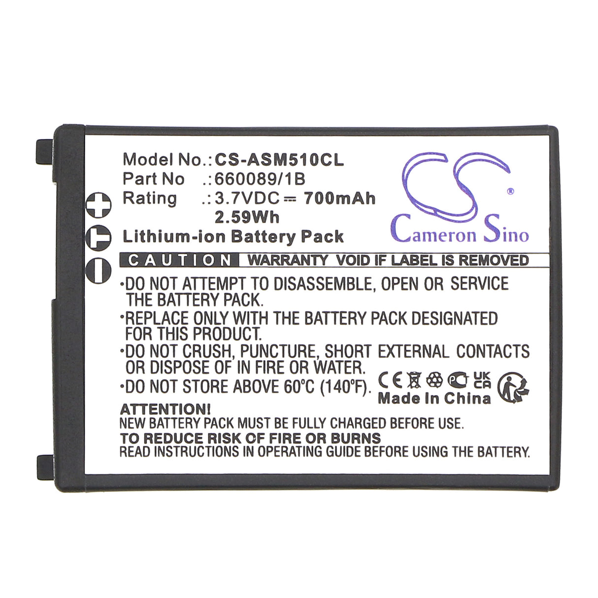 3.7V, Li-ion, 700mAh, Cordless Phone battery fits Ascom, 660089/1b, 51 Advanced, A51, 2.59Wh Cordless Phone Cameron Sino Technology Limited (Cordless Phone)