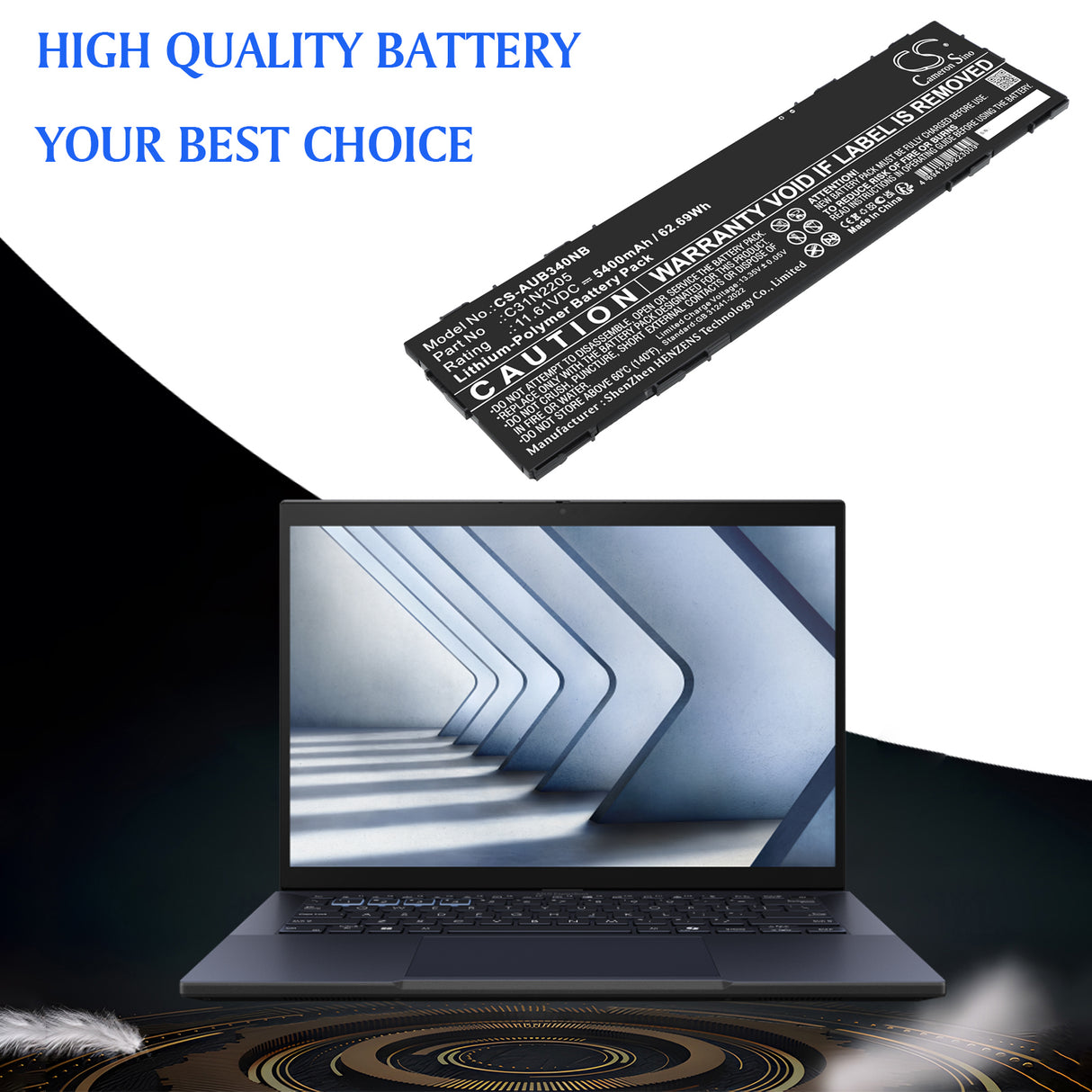11.61V, Li-Polymer, 5400mAh, Notebook, Laptop battery fits Asus, 0B200-04010000, B3404CV, CM3401FFA, 62.69Wh Notebook, Laptop Cameron Sino Technology Limited