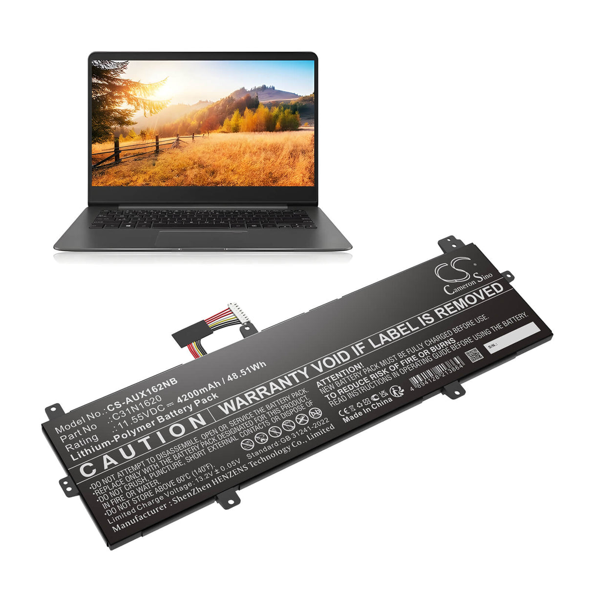 11.55V, Li-Polymer, 4200mAh, Notebook, Laptop battery fits Asus, 0b200-02370000, Bx430, Bx430ua, 48.51Wh Notebook, Laptop Cameron Sino Technology Limited