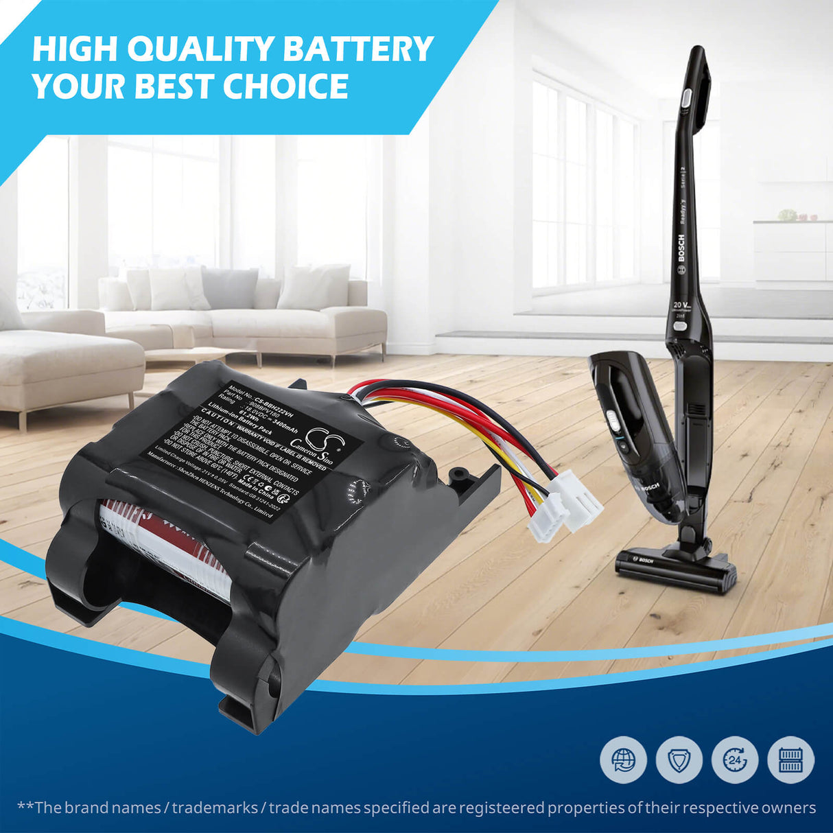 18.0V, Li-ion, 3400mAh, Vacuum battery fits Bosch, 908BPV180, 11021499, 11021520, 61.2Wh Vacuum Cameron Sino Technology Limited