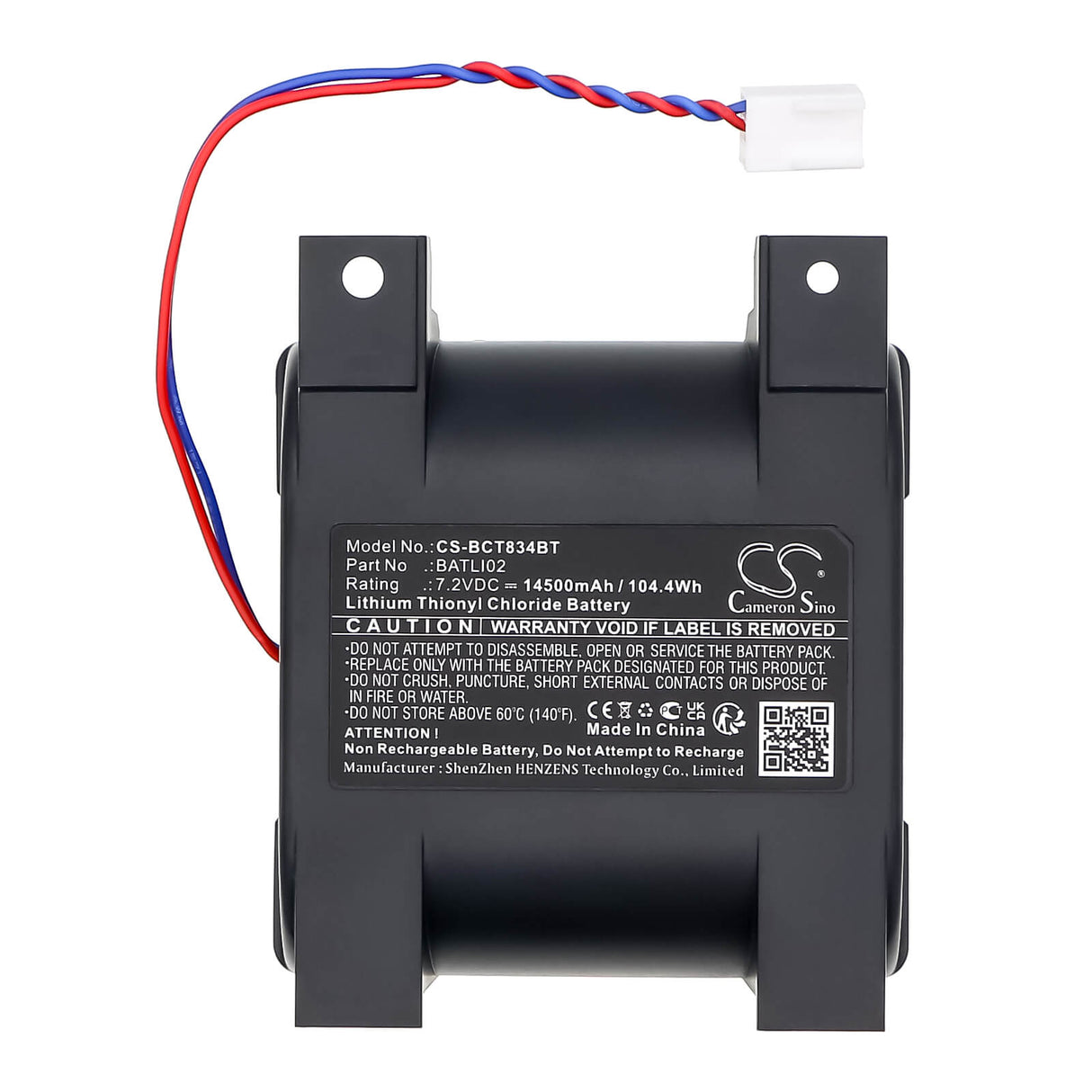 7.2V, Li-SOCl2, 14500mAh, Alarm System battery fits ABB, Daitem, Bat02, 710-16x, 710-21 X, 104.4Wh Alarm System Cameron Sino Technology Limited (Dangerous Goods)