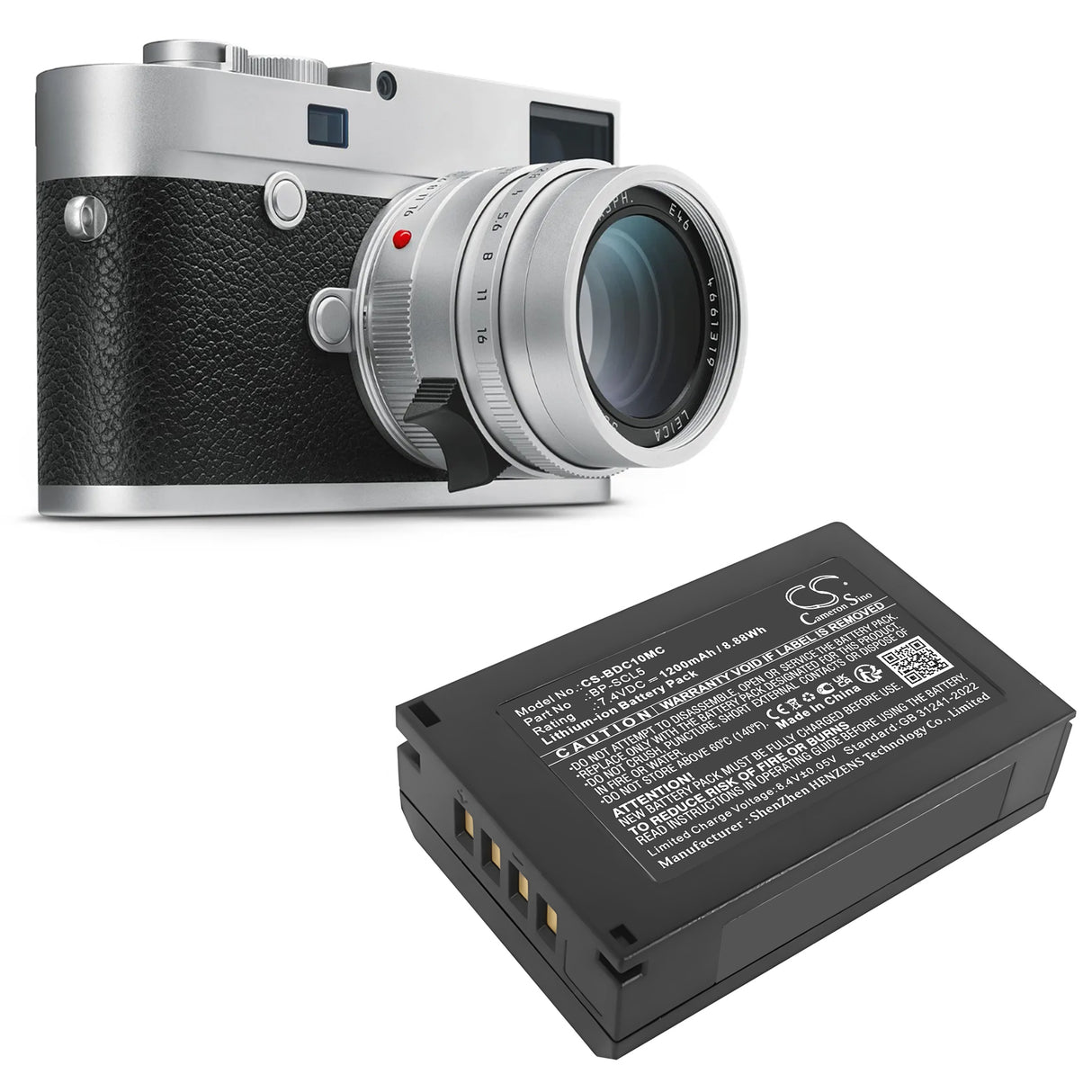 7.4V, Li-ion, 1200mAh, Camera battery fits Leica, 24003, M10, M10p, 8.88Wh Camera Cameron Sino Technology Limited (Camera)