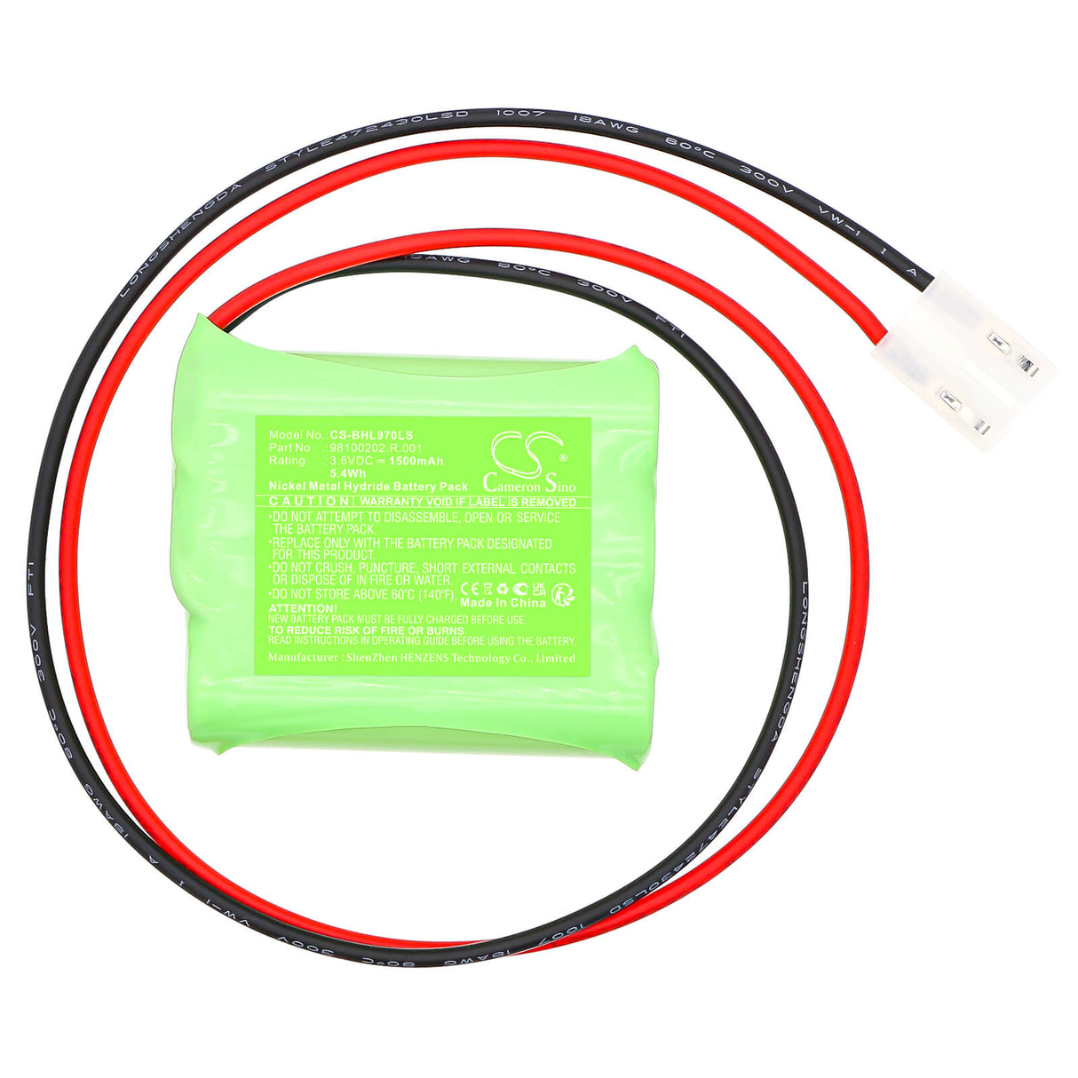 3,6V, Ni-MH, 1500mAh, Batterie d'éclairage de secours compatible avec Beghelli, 98100202.R.001, 415097000, 5.4Wh Éclairage d'urgence Cameron Sino Technology Limited