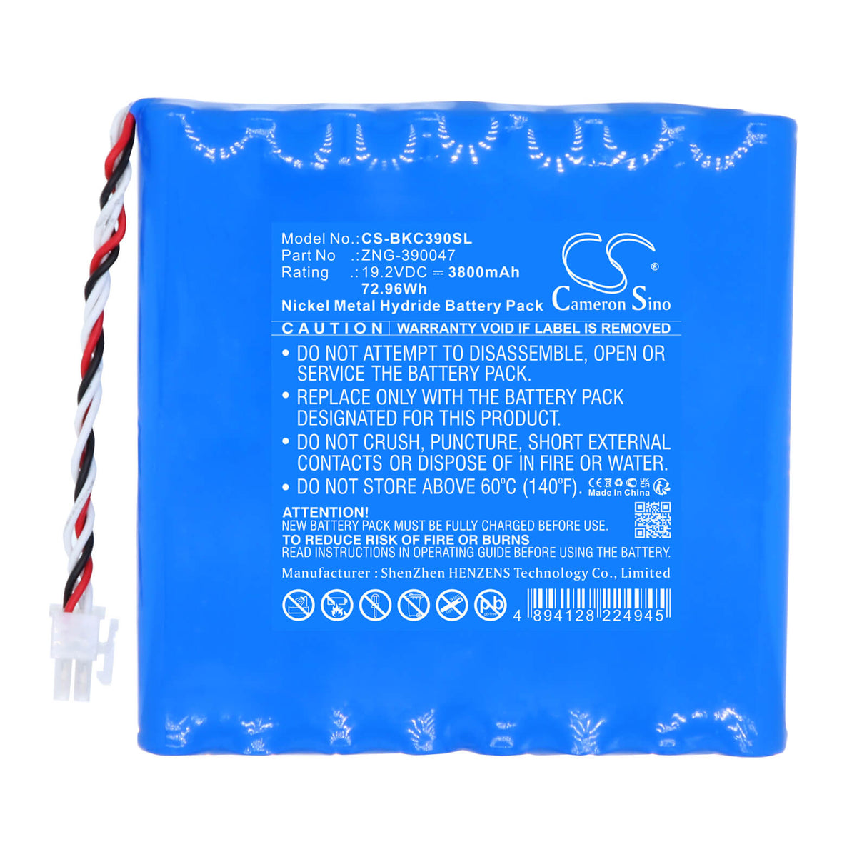 19.2V, Ni-MH, 3800mAh, PLC battery fits Beckman, ZNG-390047, Coulter 390047, 72.96Wh PLC Cameron Sino Technology Limited