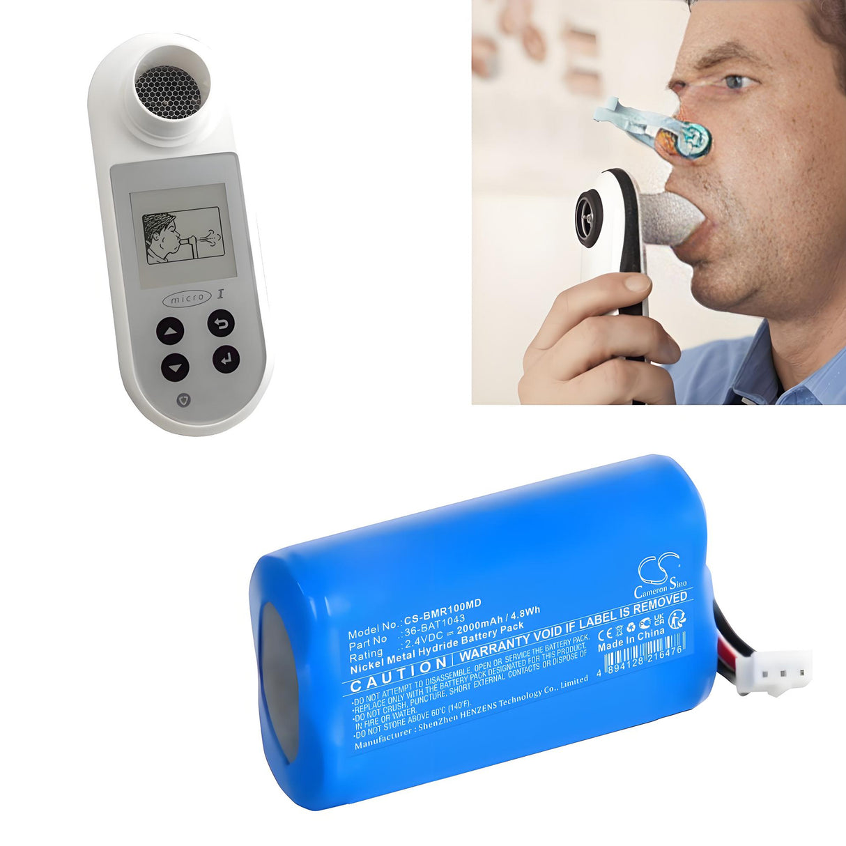 2.4V, Ni-MH, 2000mAh, Medical battery fits Carefusion, 36-bat1043, Micro1 Spirometer, 4.8Wh Medical Cameron Sino Technology Limited (Medical)