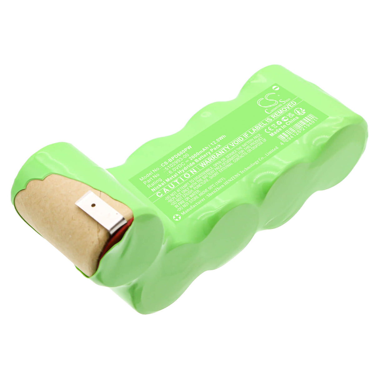 6.0V, Ni-MH, 2000mAh, Batterie pour outils électriques compatible avec Black & Decker, 5102993-00, PD600, PD600G, 12.0Wh Outils électriques Cameron Sino Technology Limited