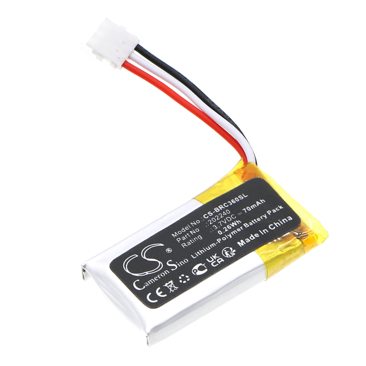 3.7V, Li-Polymer, 70mAh, Batterie de pièces Ebike compatible avec Bosch, Brc3100, Brc3600, 0.26Wh Pièces Ebike Cameron Sino Technology Limited