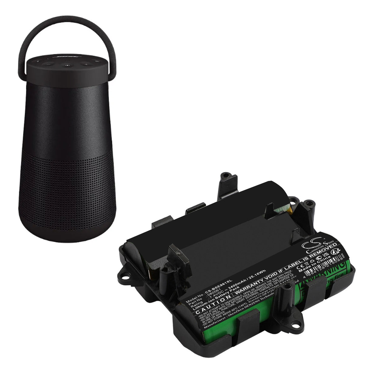 7.4V, Li-ion, 3400mAh, Speaker battery fits Bose, 80061, Soundlink Revolve+ 2, 25.16Wh Speaker Cameron Sino Technology Limited