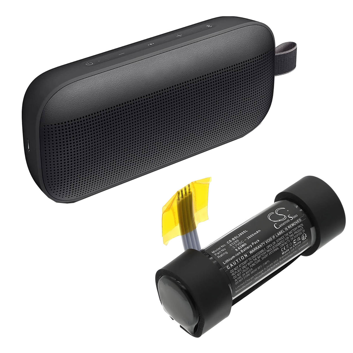 3.7V, Li-ion, 2600mAh, Speaker battery fits Bose, 83289, Soundlink Flex, 9.62Wh Speaker Cameron Sino Technology Limited