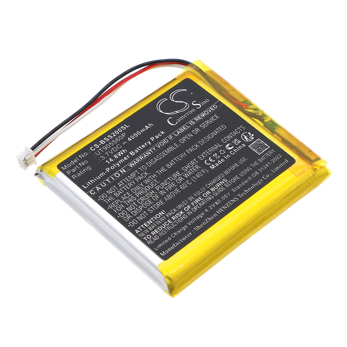 3,7V, Li-Polymer, 4000mAh, batterie BabyPhone compatible avec Babysense, Ut905560p, Bbm01, Bbm03, 14,8Wh BabyPhone Cameron Sino Technology Limited