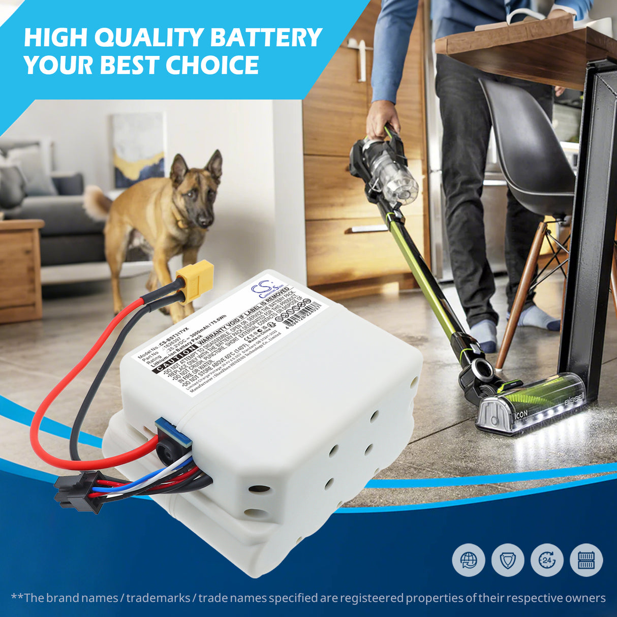 25.2V, Li-ion, 3000mAh, Vacuum battery fits Bissell, 1626397, 3175+, 3177+, 75.6Wh Vacuum Cameron Sino Technology Limited