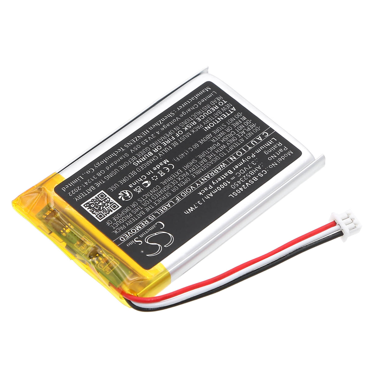 3,7V, Li-Polymère, 1000mAh, batterie BabyPhone compatible avec Babysense, Ahb523450, Moniteur Vidéo Bébé V24r, 3,7Wh BabyPhone Cameron Sino Technology Limited