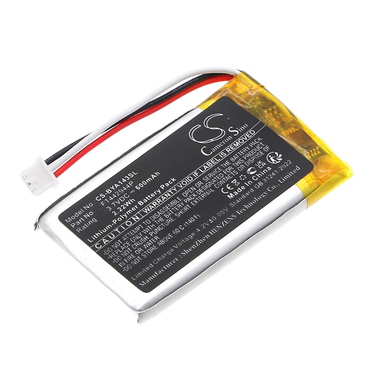 3.7V, Li-Polymer, 600mAh, Batterie BabyPhone compatible avec Babymoov, Ft442944p, A014301, A014303, 2.22Wh BabyPhone Cameron Sino Technology Limited
