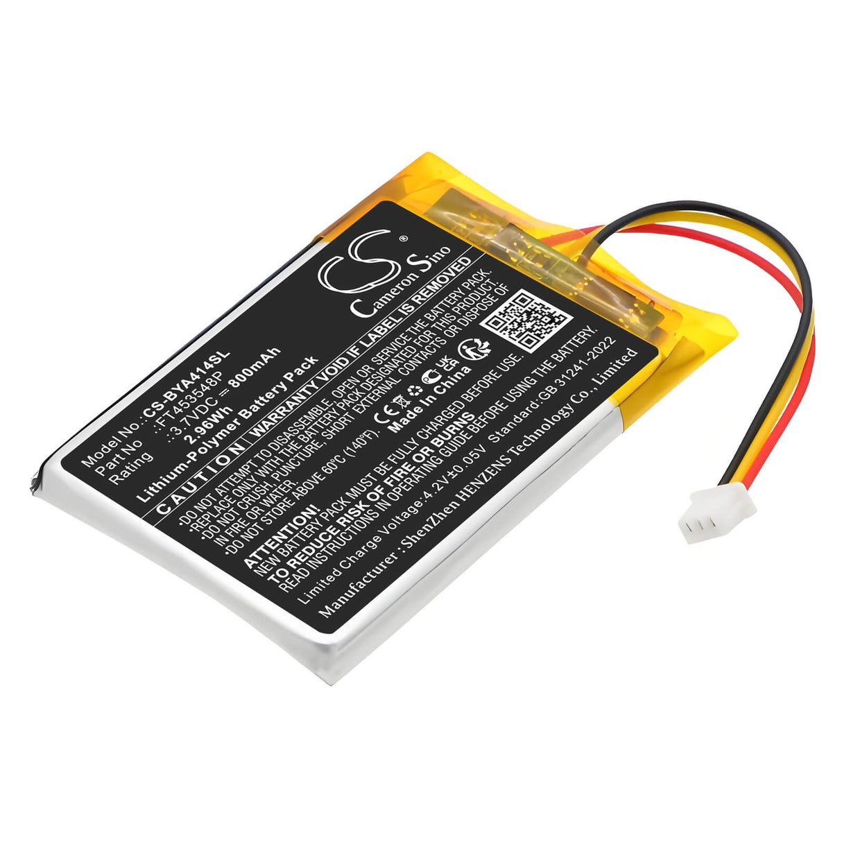 3,7V, Li-Polymer, 800mAh, batterie BabyPhone compatible avec Babymoov, FT453548P, A014414, A014415, 2,96Wh BabyPhone Cameron Sino Technology Limited