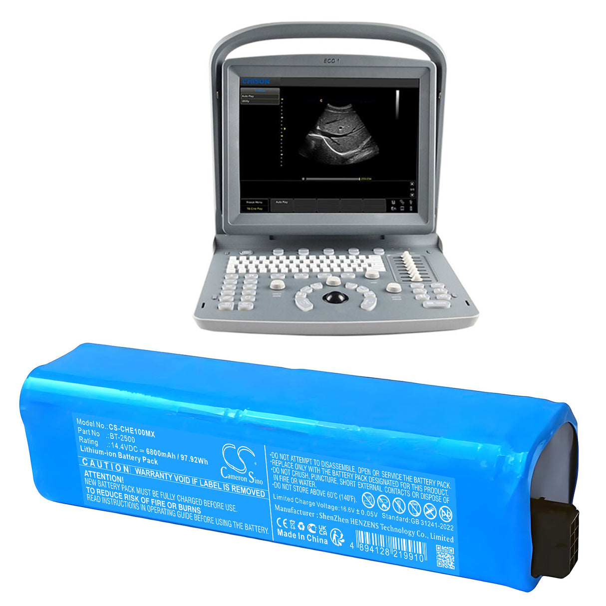 14.4V, Li-ion, 5200mAh, Medical battery fits Chison, 33-00012-00, ECO 1, ECO 1 Portable Ultrasound, 74.88Wh Medical Cameron Sino Technology Limited (Medical)