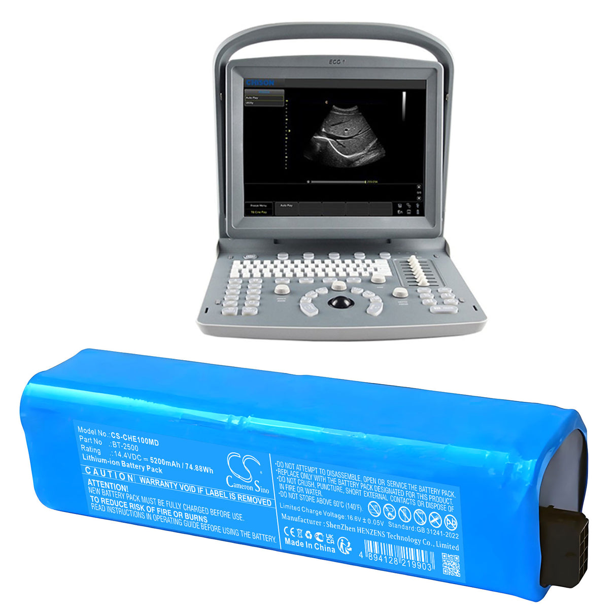 14.4V, Li-ion, 6800mAh, Medical battery fits Chison, 33-00012-00, ECO 1, ECO 1 Portable Ultrasound, 97.92Wh Medical Cameron Sino Technology Limited (Medical)