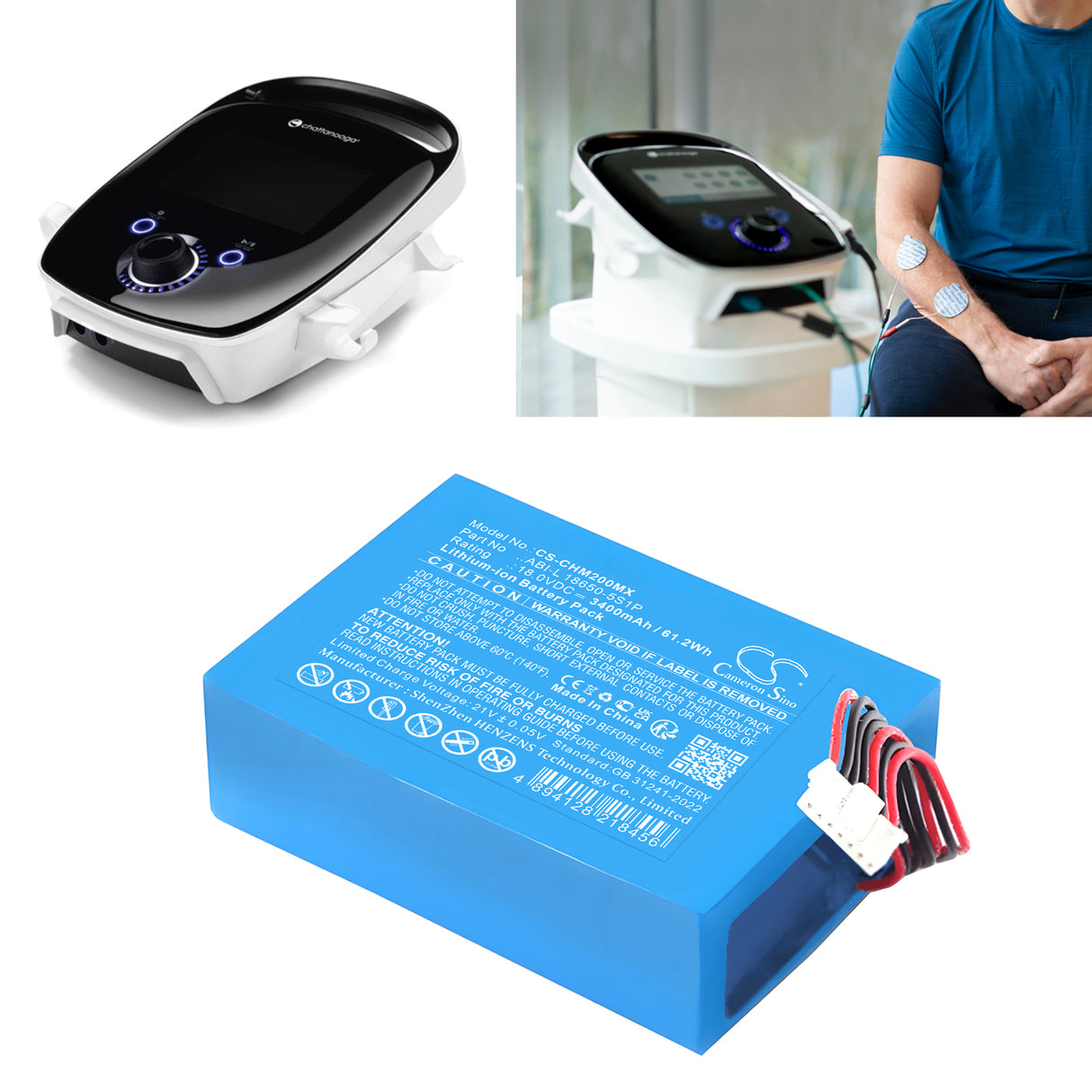 18.0V, Li-ion, 3400mAh, Medical battery fits Chattanooga, Abi-l 18650-5s1p, Intelect Legend 2 Ultrasound, 61.2Wh Medical Cameron Sino Technology Limited (Medical)