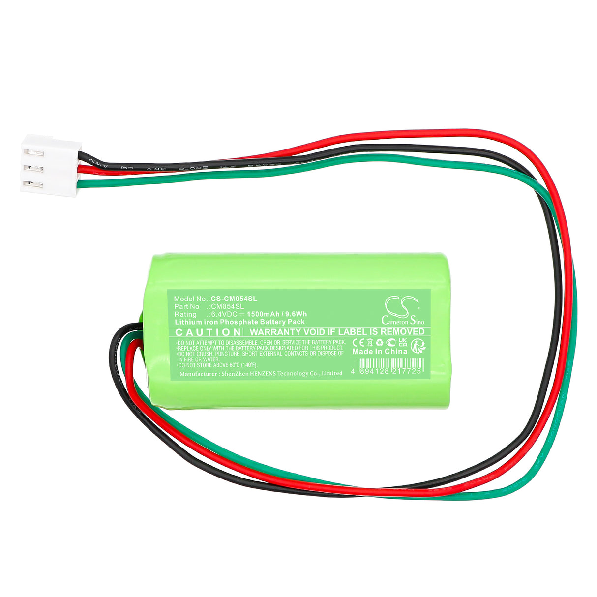 6.4V, LiFePO4, 1500mAh, Battery Pack, 9.6Wh Battery Pack Cameron Sino Technology Limited